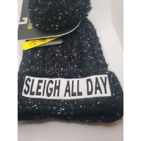 Body glove BLACK beanie hat body glove sleigh all day with pom pom ski cap - Picture 4 of 4